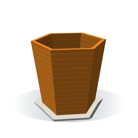 Vista 3D: maceta terminada, con todas sus capas